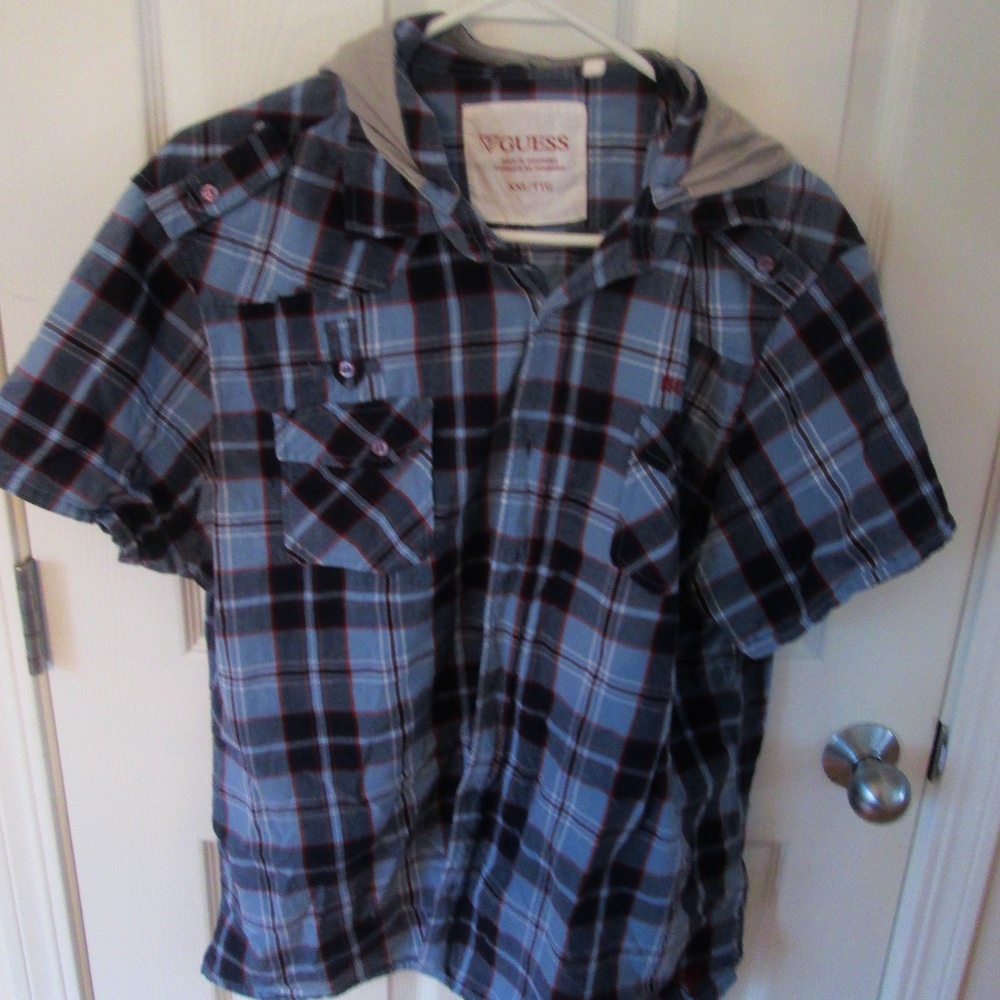 Blue Red & Grey Guess Hoodie